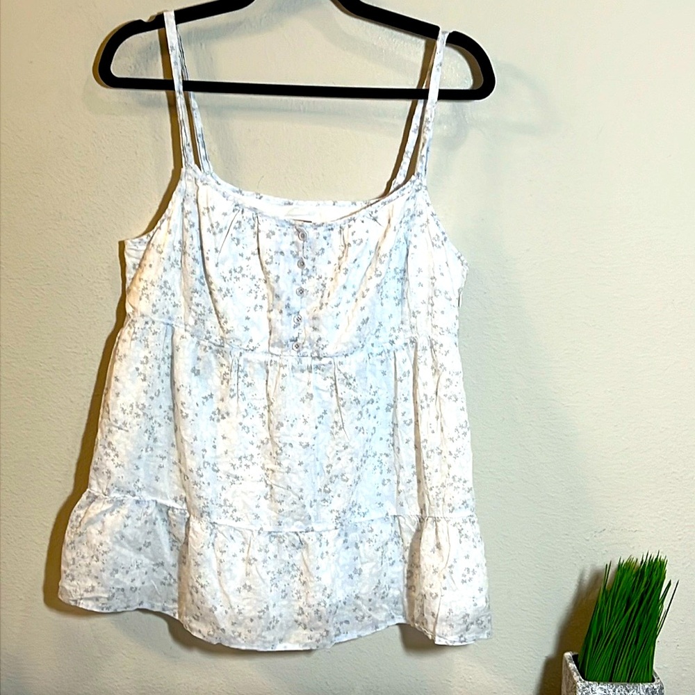 Halogen Floral Tiered Baby Doll Camisole Tank Top Large